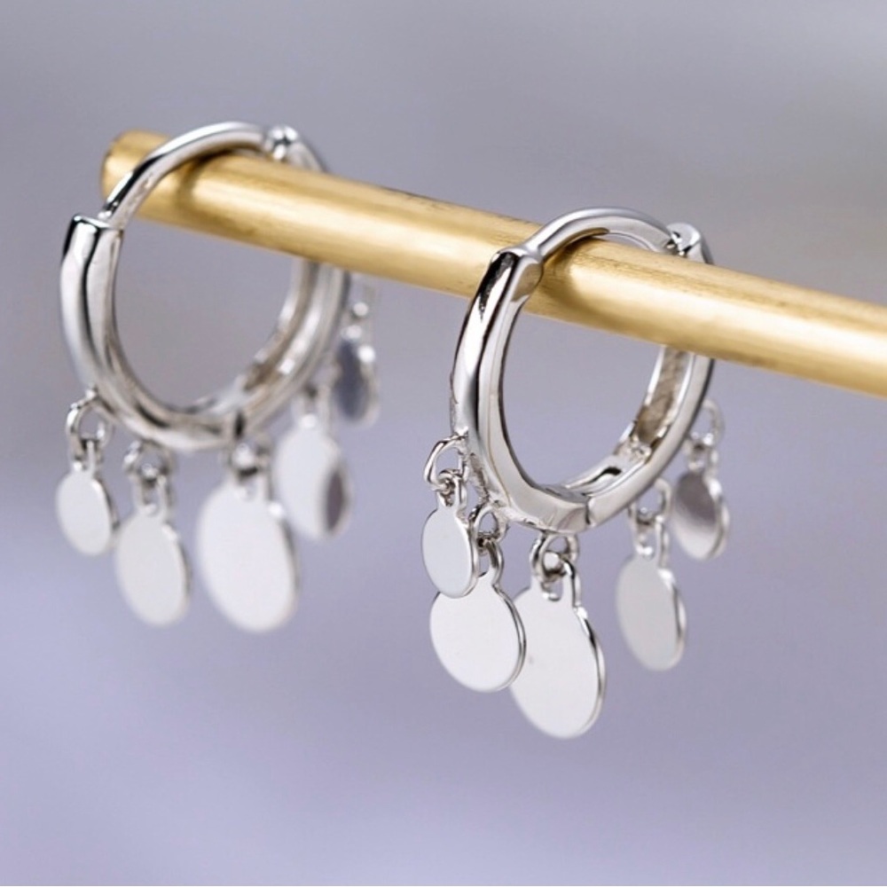 Tassel Silver Hoop Earrings
